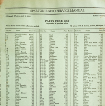 1931 Sparton Radio Service Manual Parts Price List Stapled Booklet Bulle... - $455.58 MXN