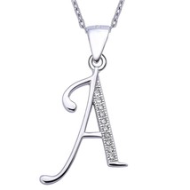 Letter A Initial Necklace 925 Sterling Silver Cubic Zirconia Alphabet Fo... - $44.05