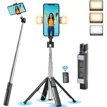 41 Selfie Stick Tripod Quadrapod With 2 Rechargeable Fill Light, Extenda... - £20.32 GBP