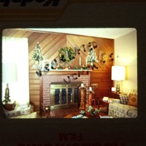 Christmas Tree Lights Hearth Gifts Wreath Fireplace VTG 35mm KODACHROME Slide - £7.92 GBP