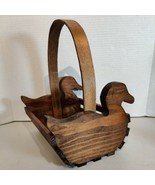 9&quot;L x 7&quot;W x 3.25&quot;H Natural Brown Polished Wood Duck Mallard Easter Picni... - $9.90