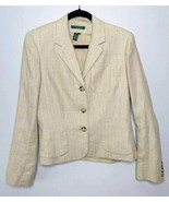 Lauren Ralph Lauren Silk Linen Classic 3 Button Blazer Womens 16 Subtle ... - $67.22 CAD
