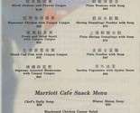 J W Marriott Hong Kong Congee &amp; Noodles &amp; Snack Menu Hong Kong China 1990&#39;s - £21.90 GBP