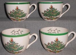 Set (4) Spode CHRISTMAS TREE PATTERN Green Trim CUPS (No Saucers) - $23.75