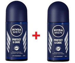 Nivea MEN Protect & Care Roll-on Anti-perspirant Non-Irritating 2 X 50 ml - $18.32