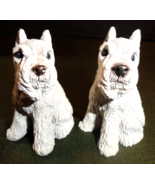 2 qty WHITE TERRIER / GERMAN SCHNAUZER / SCOTTIE FIGURINE STATUE SCULPTU... - $17.79