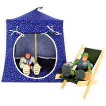 Dark Purple Toy Play Pop Up Doll Tent, 2 Sleeping Bags, Colored Dot Print Fabric - £19.73 GBP