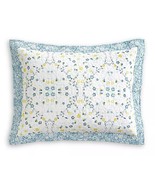 Martha Stewart Floral Scallop Vine Yellow Blue Quilted Standard Sham NIP - $34.99