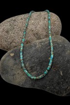 Santo Domingo Sterling Silver Natural Blue Green Turquoise Heishi Bead Necklace - $74.99