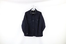 Vintage 50s Streetwear Boys Large Wool Navy CPO Button Shirt Jacket Blue USA - £46.68 GBP