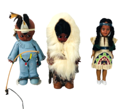 3 Vintage Native American &amp; Inuit/Eskimo Plastic Dolls 6-6.5&quot; Sleepy Eyes on 2 - £24.95 GBP