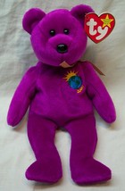 Ty Beanie Baby Purple Millenium Teddy Bear 8&quot; Stuffed Animal New - £12.30 GBP