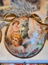 VTG Paper Mache Angel Christmas Ornaments 2” Round Decoupage Angels Lot of 12  - £10.65 GBP