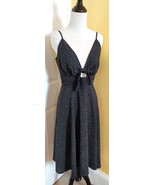 CHARLIE PAIGE Black/White Polka Dot Sleeveless Stretch Dress w/ Front Ti... - $20.55 CAD