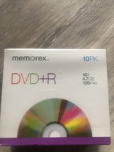 MEMOREX DVD-R 10PK 16X 4.7 GB 120 Min  NEW Sealed . - £5.41 GBP
