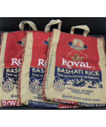 Royal Basmati Rice Lot of 3 EMPTY Reusable Zippered Burlap Sack/Tote Bags - $20.30 CAD
