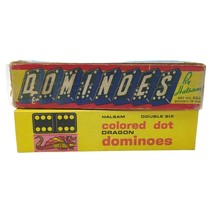 Lot of 2 Vintage Halsam Double Six Dominoes Sets 622 622-C Black White C... - $19.79