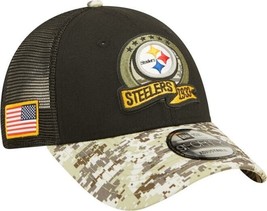 Pittsburgh Steelers Mens New Era Salute to Service 9Forty Adjustable Trucker Hat - £18.18 GBP