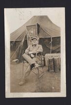 SNAPSHOT from ALBUM * January1944 ITALY Soldier sitting in front of tent - $7.95