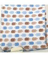 Pottery Barn Kids Hedgehog Baby Blanket Blue brown white plaid swaddle R... - $910.07 MXN