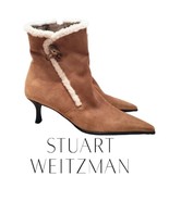 Stuart Weitzman Womens Boot Suede Pointed Toe Fur Trim Heeled Ankle 9 - $46.71