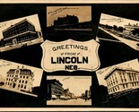 RPPC Multi Vista Edifici Greetings From Lincoln Nebraska Ne 1910 Cartoli... - $36.83
