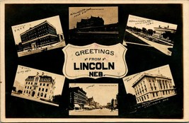 RPPC Multi Vista Edifici Greetings From Lincoln Nebraska Ne 1910 Cartolina D2 - £29.43 GBP