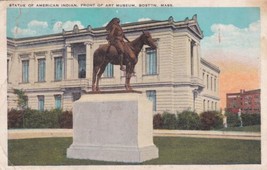 Boston Massachusetts MA Statue American Indian 1932 Foxboro Postcard C25 - £2.30 GBP