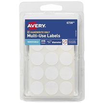 Avery Multi-Use Removable Labels, 3/4 Inch Round Stickers, White, Non-Printable, - £3.11 GBP