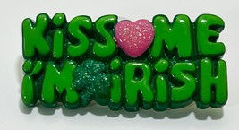 Kiss Me I&#39;m Irish Brooch Clover Heart Pin - £6.13 GBP