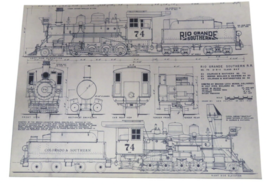 Rio Grande Southern #74 Steam Locomotive Blueprint - PRINT COPY 14&quot; x 9&quot; - $632.93 MXN