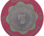 Harrah&#39;s marina hotel &amp; casino Poker Chips $5.00 239268 - £5.60 GBP
