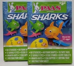 Lot of 2 Paas Sharks Easter Egg Decorating Kit - $22.76