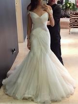 Off the Shoulder Mermaid Tulle Wedding Dress Floor Length Women Bridal Gowns - £173.83 GBP