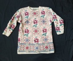 Vintage Laura Ashley Wool Knit Tapestry Floral Shabby chic Romantic Sweater XS - £66.19 GBP