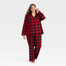 Wondershop Women&#39;s Holiday Buffalo Check Plaid Flannel Pajama Set - Plus Size 1X - £14.83 GBP