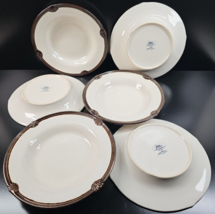 6 Certified International Embassy Ivory Rim Soup Bowls Set Karidesign Di... - $98.67