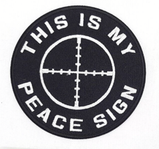 This Is My Peace Sign Crosshairs Iron On Embroidered Patch 3.5&quot; x 3.5&quot; - £3.89 GBP