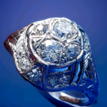 Original EARTH MINED DIAMOND Deco Engagement Ring VINTAGE PLATINUM Filigree 7.5 - $5,600.25