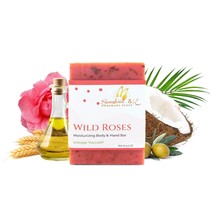 Wild Roses Body Hand Soap Bar Handmade Bath Soap Bar Soap With Rice Bran Oil Nat - £17.48 GBP