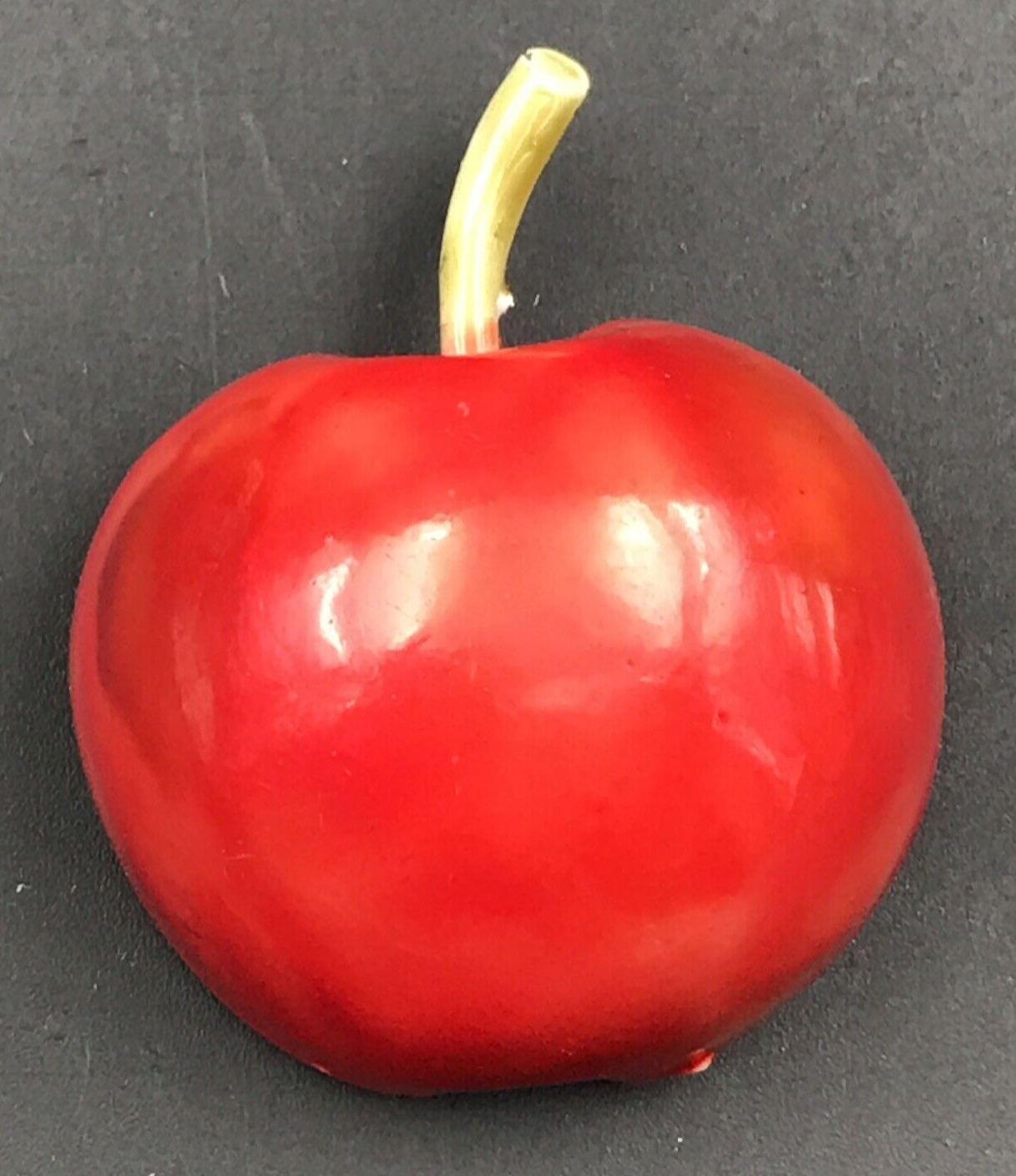 Vintage 1960s HAR Enamel 3D Red Apple Brooch Pin 1.5" x 1.75" Fruit - $13.99