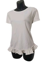 Maison Jules Women&#39;s Casual T-shirt Layered Ruffle Ivory Short Sleeve Size XL  - £11.93 GBP