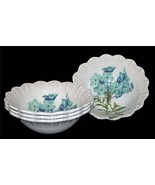 4 SOHO LOFT Blue Scalloped Fluted Edge LRG THICK Deep Floral 8&quot; Melamine... - $65.84 CAD