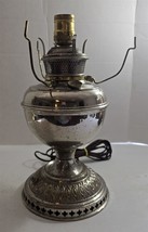 Vintage Silvertone Metal Oil/Kerosene Electrified Table Lamp no shades - $28.71
