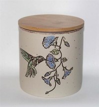 Inhomestylez Embossed Hummingbird Flowers Speckled Matte Finish 5-1/4&quot; Canister - £24.05 GBP