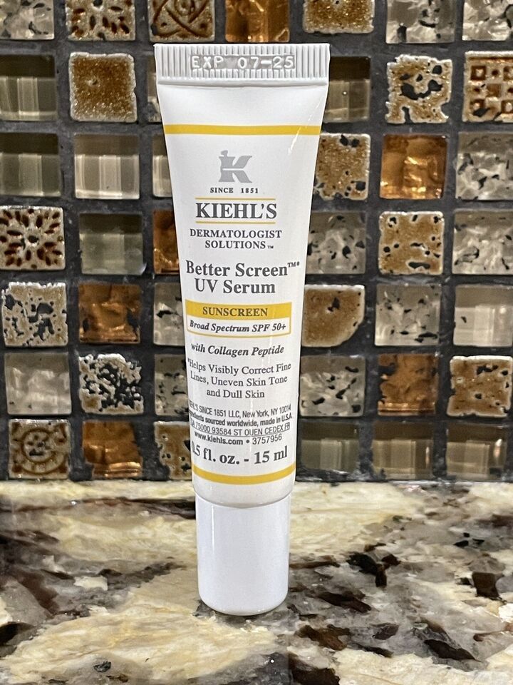 NEW Kiehls Better Screen UV Serum Facial Sunscreen SPF 50+ Travel Sz 15ml/0.5oz - $19.75