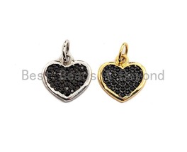 Black CZ Micro Pave Heart Pendant/Charm, Bracelet Necklace Cubic Zirconia Heart - $2.90