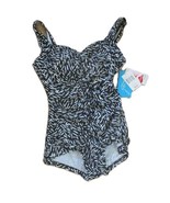 Azul One-Piece Swimsuit Ruched Black n White Size 8 NWT - €13,47 EUR