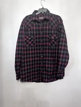 Falcon Bay Sportswear Mens Button Front Shirt Red Black Plaid Pockets Ta... - $11.29