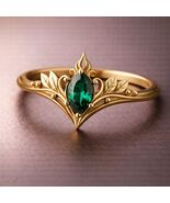 Vintage Elven Marquise Ring | 925 Sterling Silver | Antique Fantasy Leaf Design  - $49.50